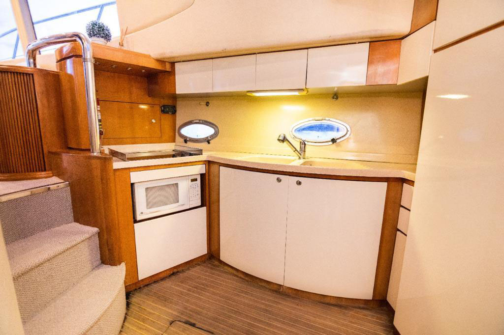 Luxury Azimut yacht ready for departure from Cartagena harbor