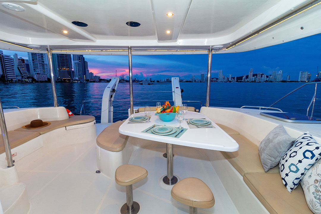 Hope catamaran docked and ready for boarding