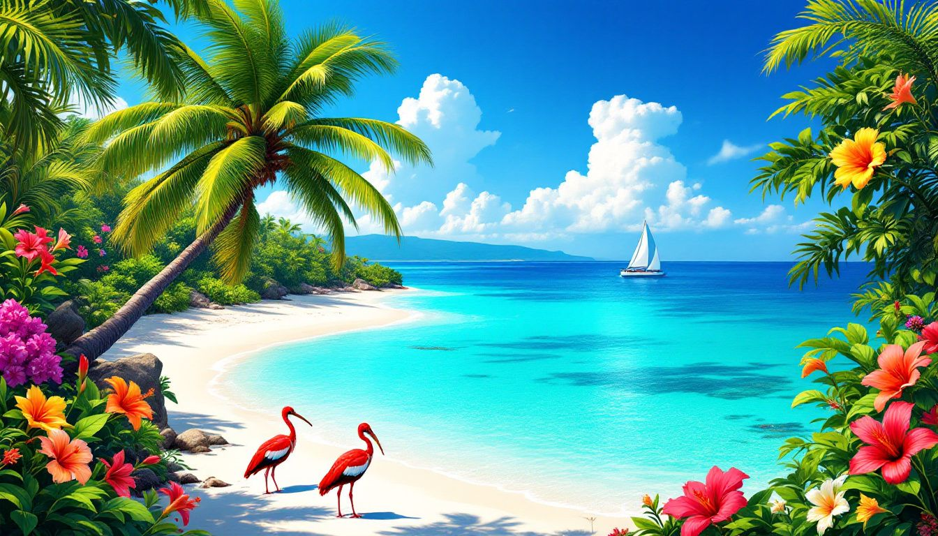 Vista panorámica de la isla de San Andrés, mostrando sus playas de arena blanca y aguas cristalinas.