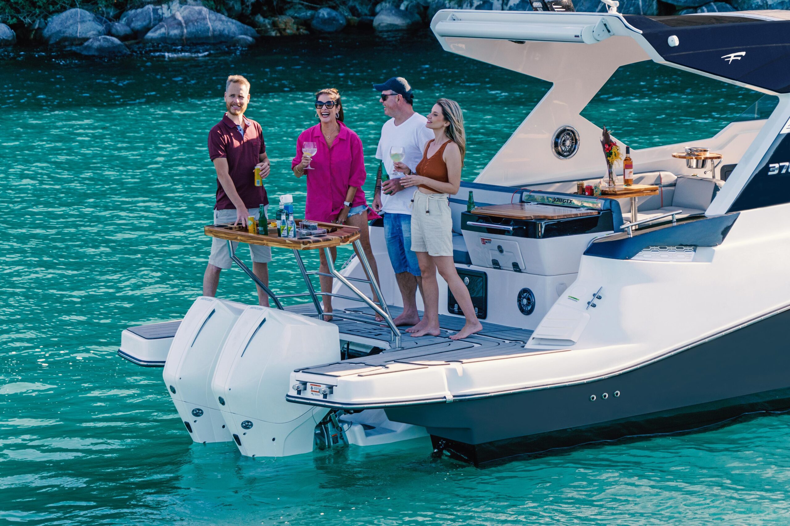Aerial view of a yacht sailing near Cartagena’s Old City