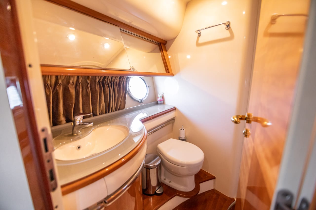 Front view of My Toy yacht navigating the Caribbean Sea near Cartagena